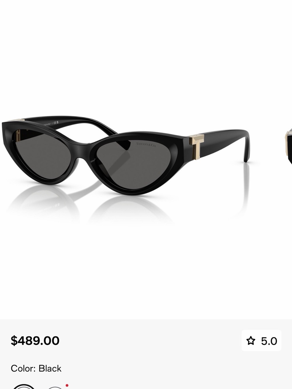 Tiffany & Co. Black Cat-Eye Sunglasses with Gold Accents